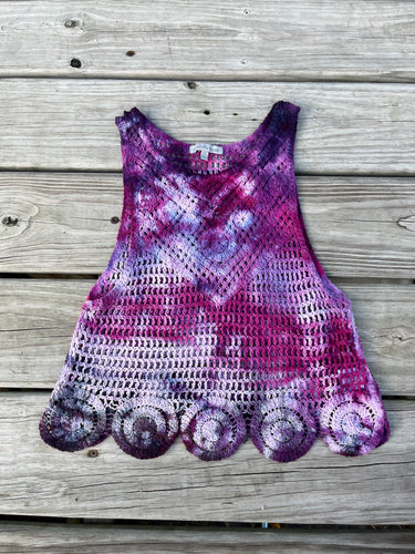 Junior’s Medium Crochet Tank Top Tie Dye