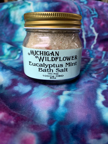 Wildflower Extracts 100mg CBD Bath Salt THC Free ~ Eucalyptus Mint