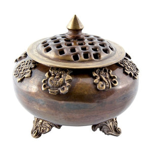 Copper Incense burner with Tibetan Print