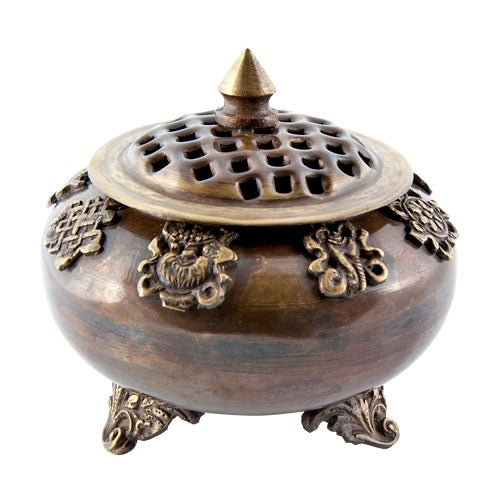 Copper Incense burner with Tibetan Print