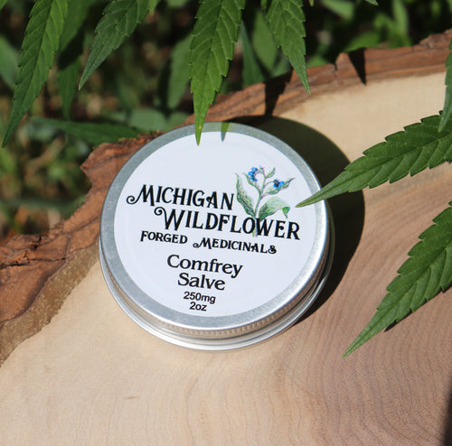 Michigan Wildflower Foraged Medicinals ~ Comfrey Salve Full Spectrum(Patchouli Scent)